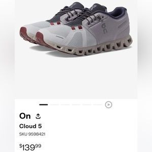ON CLOUD 5 sneaker in size 9
